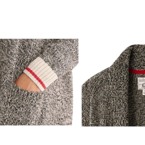 ROOTS Cabin Shawl Cotton Open Cardigan Sweater Knit Pockets Slits Lightweight M - Picture 12 of 15